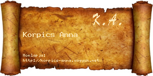 Korpics Anna névjegykártya
