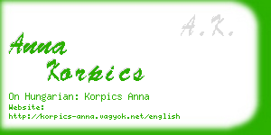 anna korpics business card